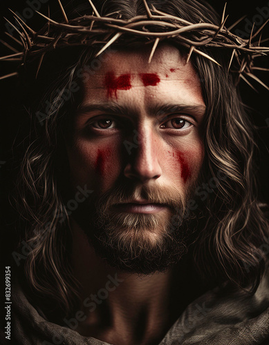 Rostro de Jesús de Nazaret con la corona de Espina photo