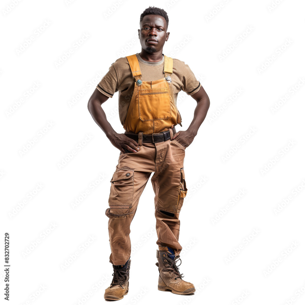 Fulllength portrait of a determined man in workwear, ideal for diverse industrial contexts Fulllength portrait of a determined man in workwear, ideal for diverse industrial contexts