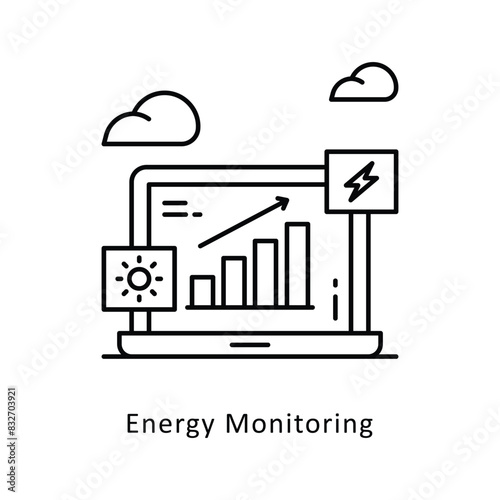 Energy Monitoring vector outline icon style illustration. Symbol on White background EPS 10 File
