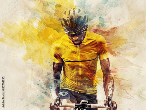 painting of a tour de France cyclist