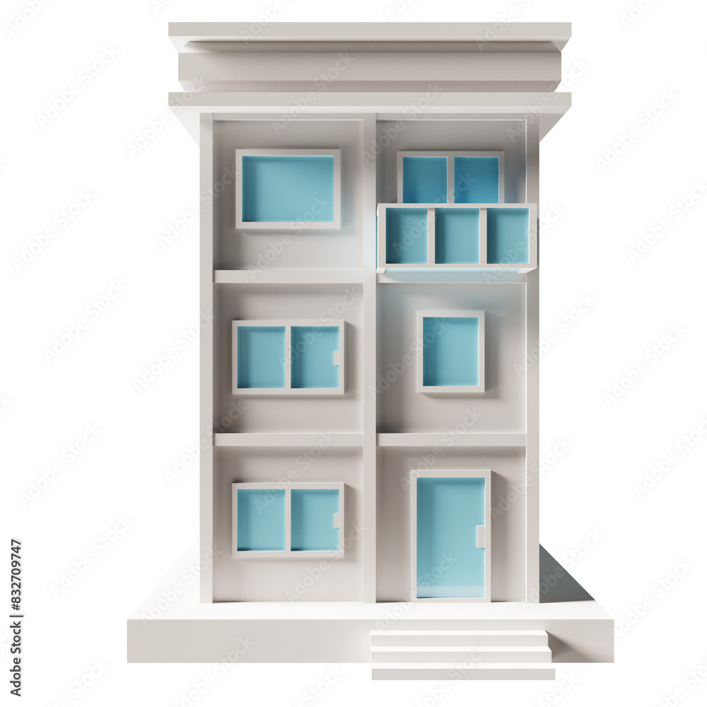 Blue door and window building. 3d rendering. Blue door and window building. 3d rendering.