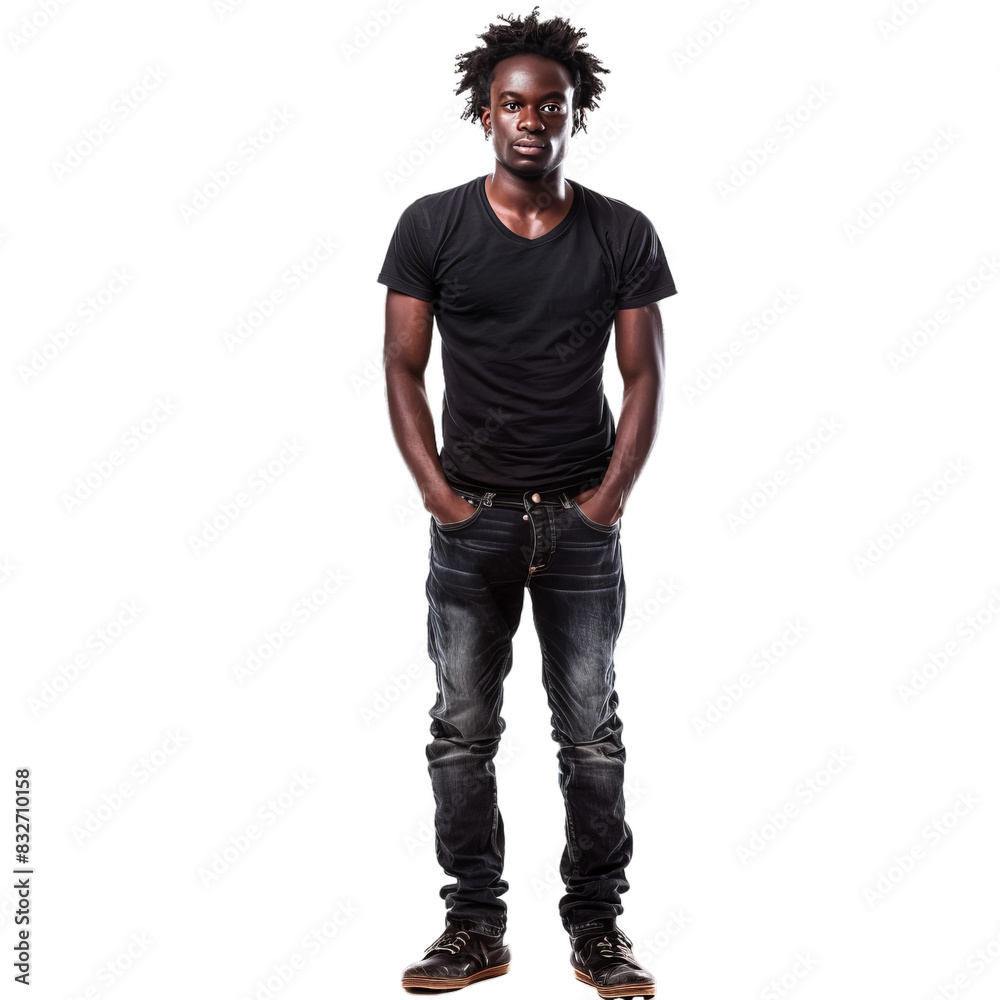 Fulllength portrait of a young man with hands in pockets on a transparent background Fulllength portrait of a young man with hands in pockets on a transparent background
