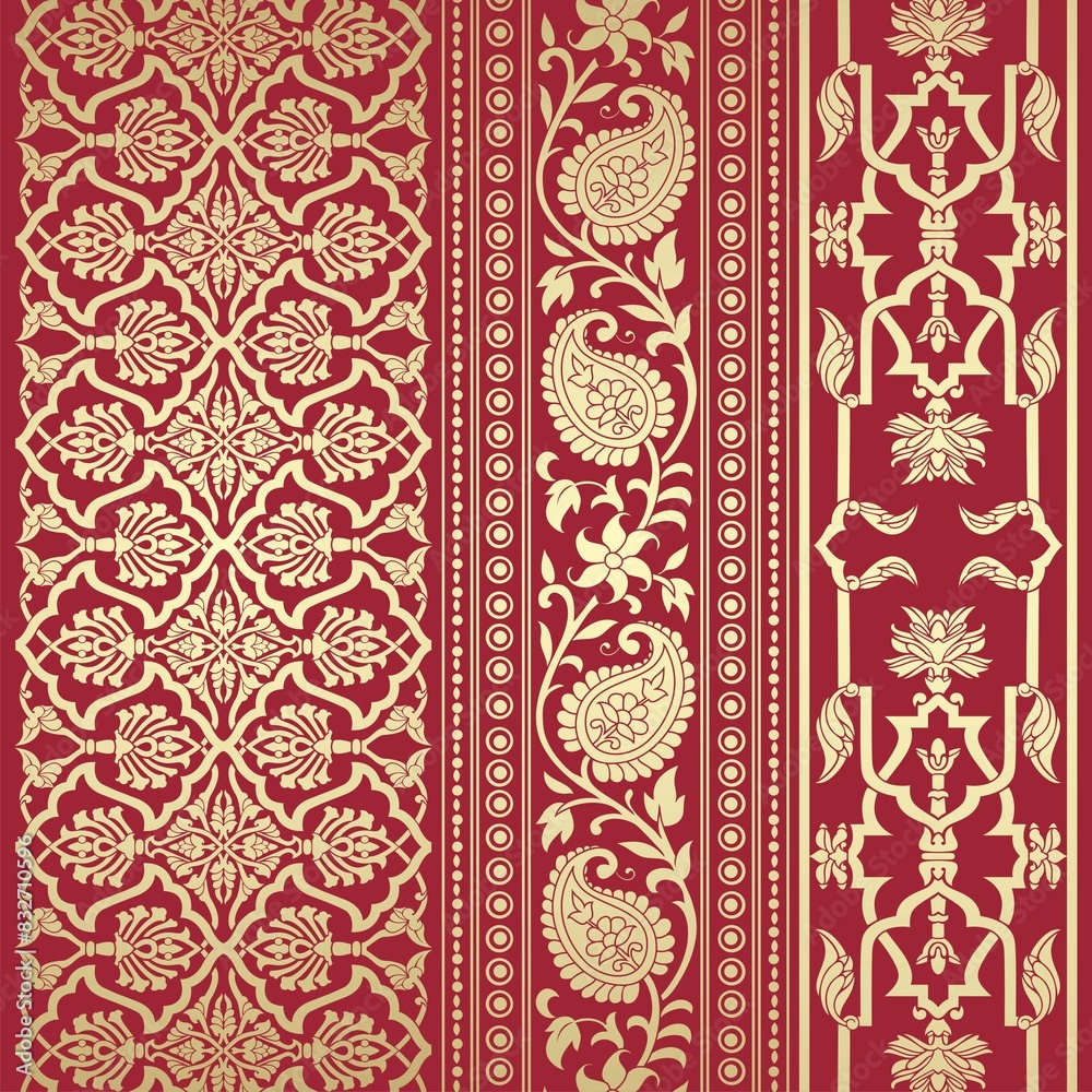 wedding card design, traditional paisley floral pattern , royal India	