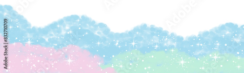Clouds and stars illustration decorate.	