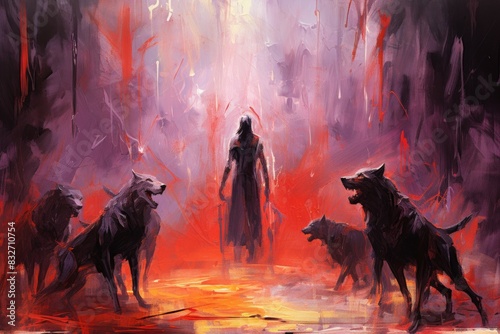 A fearsome beastmaster  commanding a pack of loyal and deadly creatures. - Generative AI