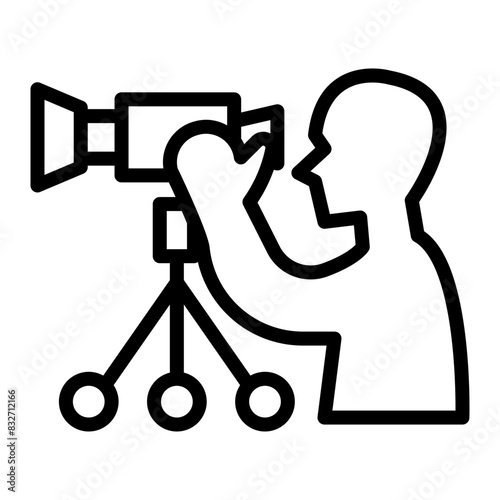 Camera Operator Vector Line Icon Design