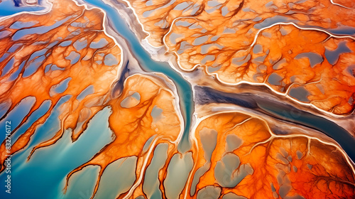 Aerial View of Vibrant River Delta