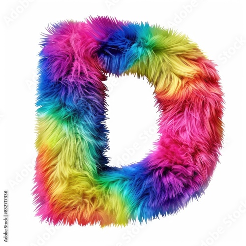 d Colorful letters  furry  hairy  fluffy. Rainbow. motives