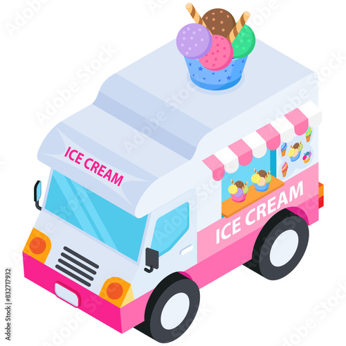 Isometric Ice Cream Truck (ID: 832717932)