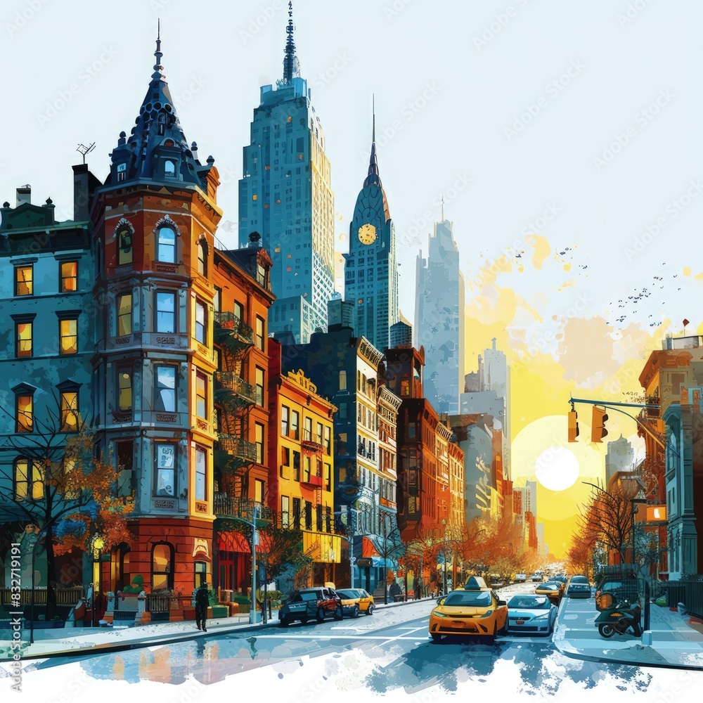 Fototapeta premium Flat Design Cityscape Bright and Simplistic Urban View vector svg flat minimalistic animation asset 