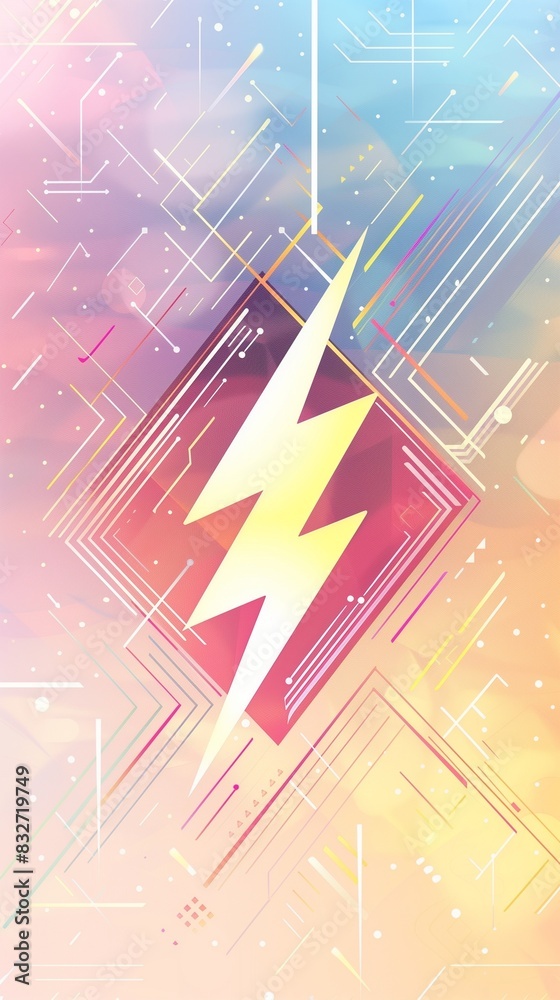 Chic lightning bolt emoji wallpaper with soft gradient hues and sleek