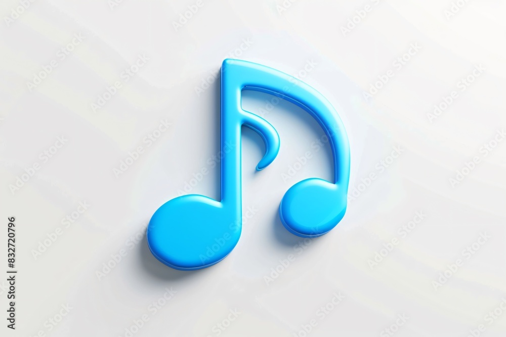 Macro shot blue music note on white background Macro shot blue music note on white background