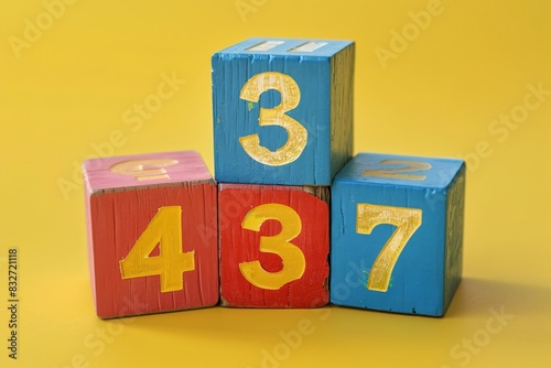 Wooden number blocks arranged in a row
