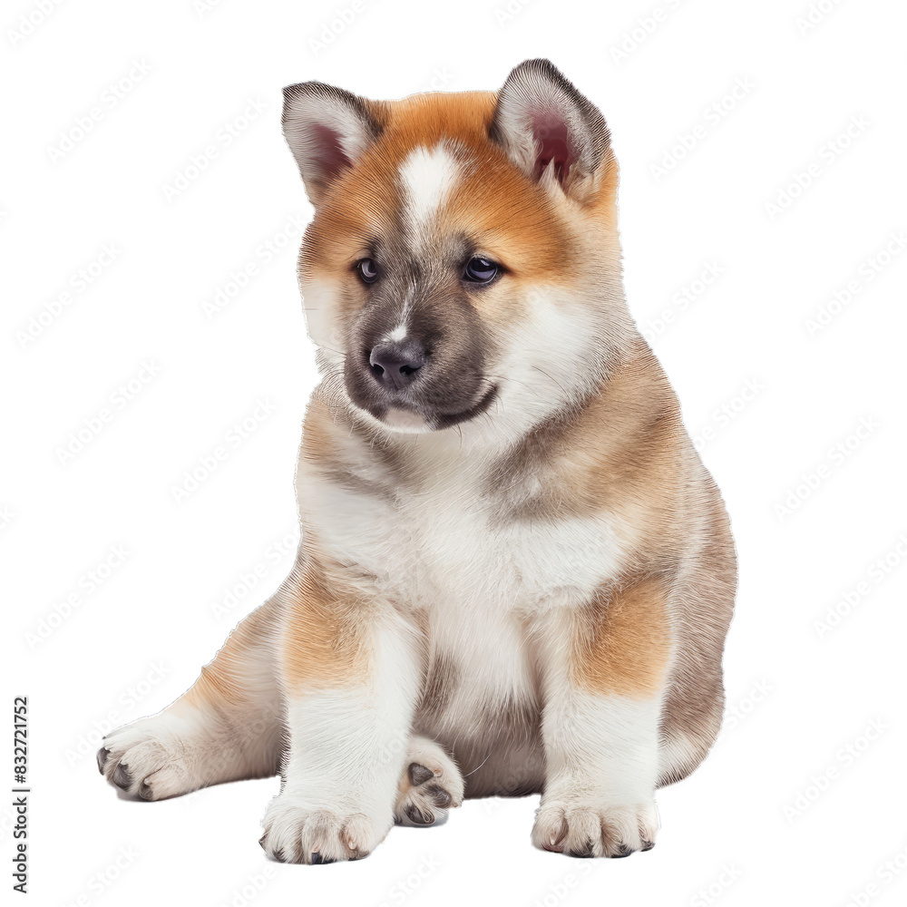 Lovable akita inu puppy sits elegantly against a checkered backdrop, awaiting your design Lovable akita inu puppy sits elegantly against a checkered backdrop, awaiting your design