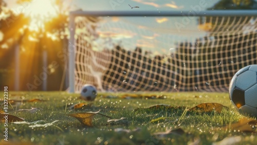 Two balls near the soccer gates 