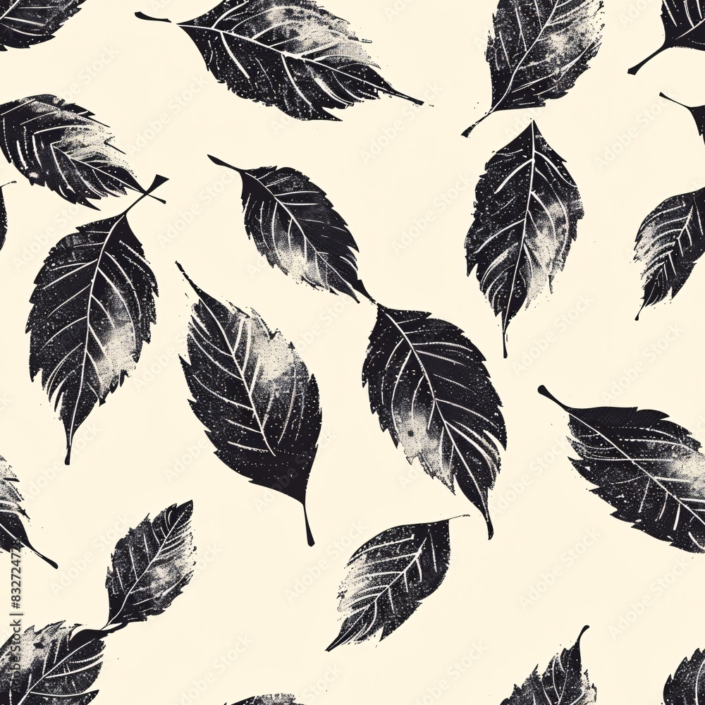 Seamless Pattern with Black Leaves Seamless Pattern with Black Leaves