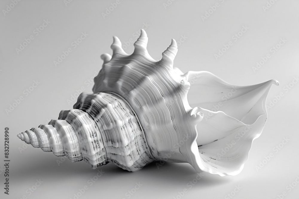 Close-up large shell on white surface