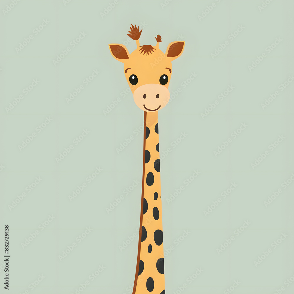 Fototapeta premium Giraffe illustration. Emerald background.