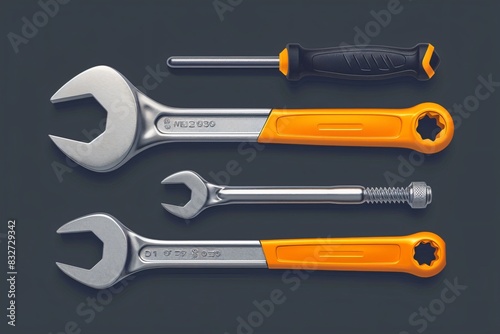 Close-up of tools on dark surface