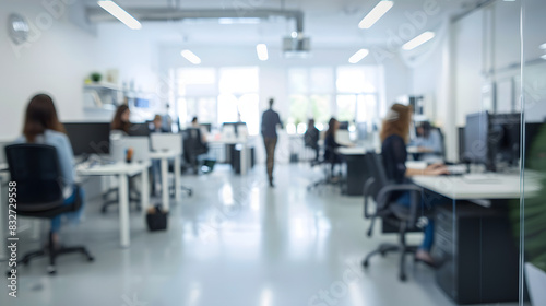 office in white blurry background subtle people blurry