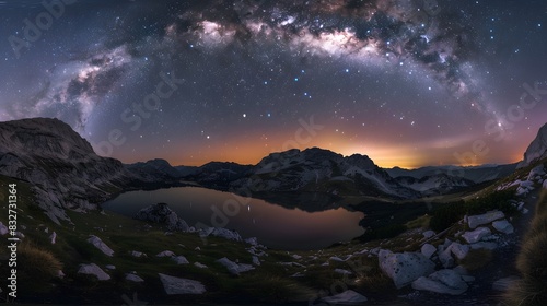 Rolling sand dunes at night with the milky way