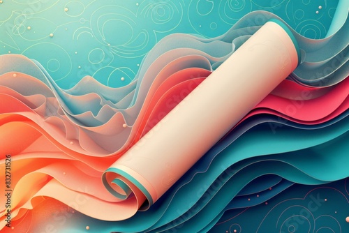 Close-up paper roll colorful background photo