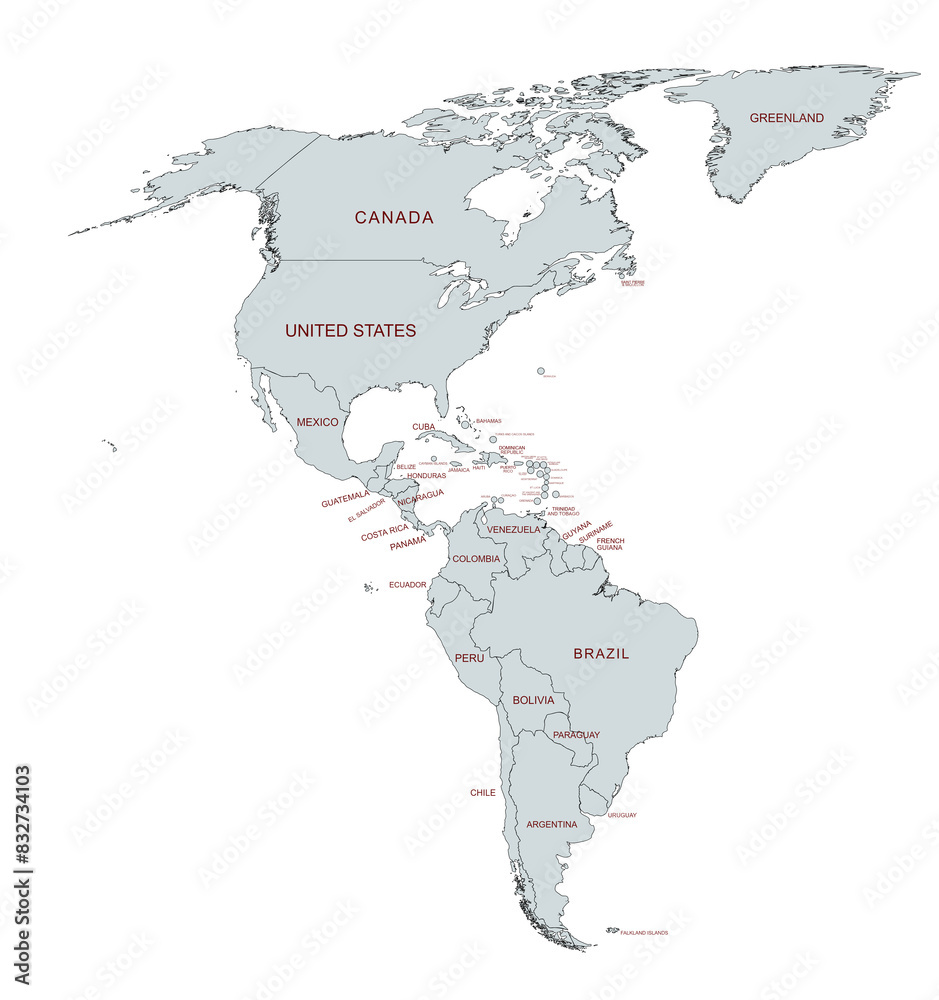Fototapeta premium this map highlights the unique geography of the Americas in one glance