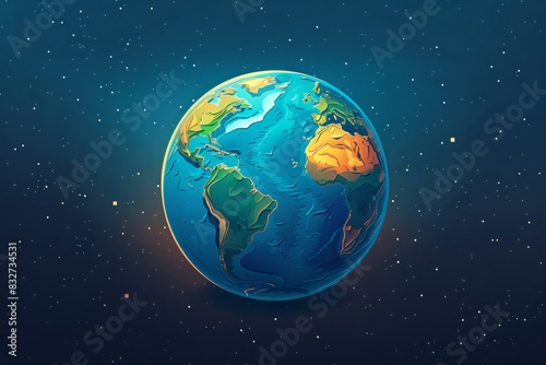 Planet: blue with yellow center