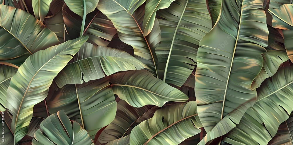 custom made wallpaper toronto digitalVintage seamless pattern with tropical plants. Palm leaves in realistic style. Botanical illustration. Foliage design for wallpaper. AI generated illustration