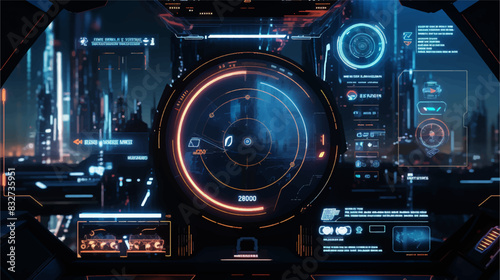 Abstract technology ui futuristic concept hud interface hologram elements of digital data chart.Hud,GUI for game background design. Technology background. Digital data analytic.