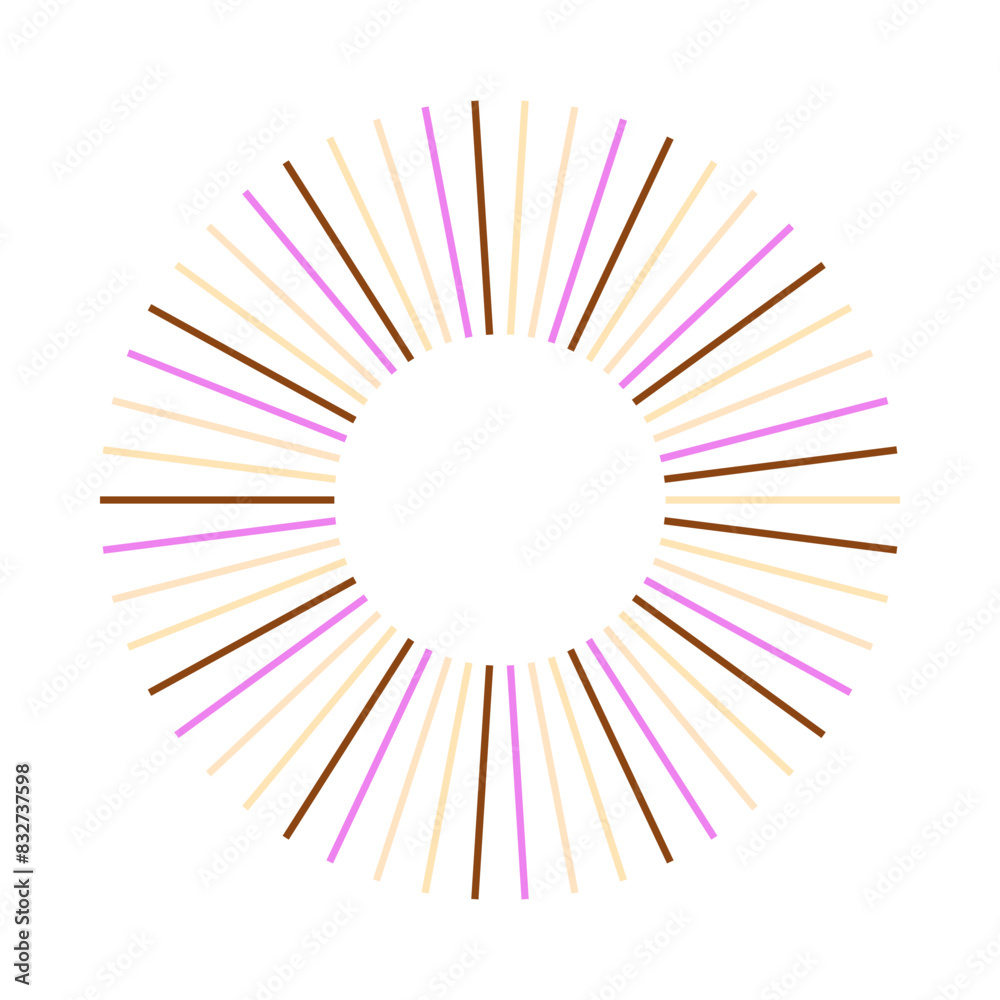 Obraz premium An abstract isolated retro boho sunburst shape design element.