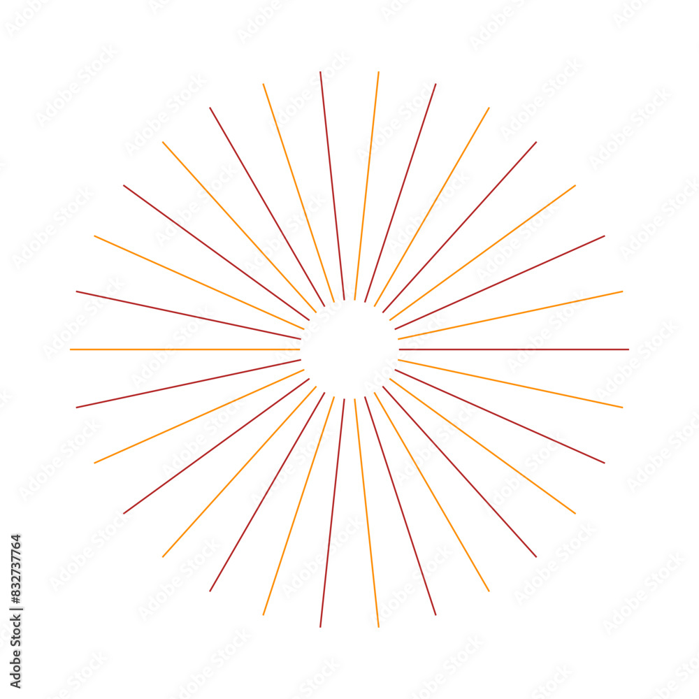 Obraz premium An abstract isolated retro boho sunburst shape design element.