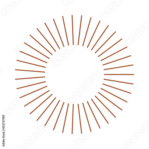  An abstract isolated retro boho sunburst shape design element.