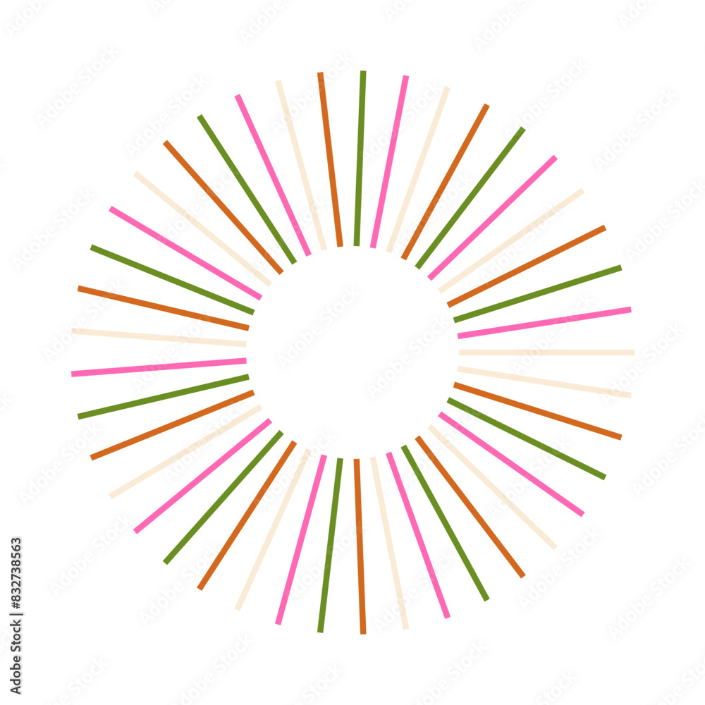 An abstract isolated retro boho sunburst shape design element. An abstract isolated retro boho sunburst shape design element.