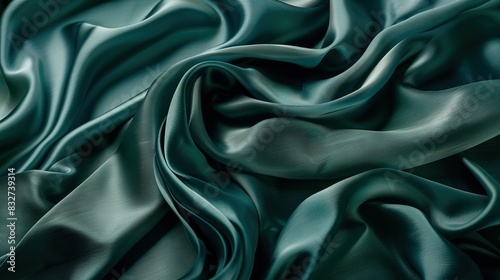  A close-up of green fabric with numerous folds on both sides