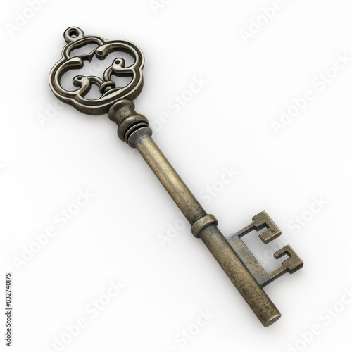 Key in high resolution isolated on a white background, clearly displaying its modern design and practicality.