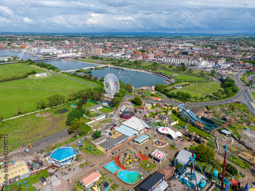 Southport, Merseyside. United Kingdom. Springtime Aerial image of Southport. 26th May 2024 photo