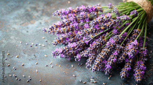  A lavender bouquet rests beside a sprinkled tabletop