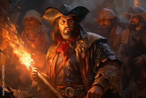 A legendary and feared pirate captain, commanding a crew of cutthroats and plundering the high seas. - Generative AI photo