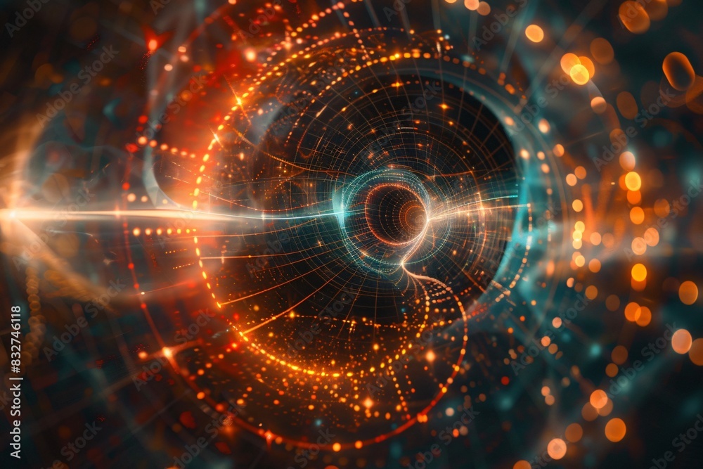 Obraz premium Image of black hole with glowing circles