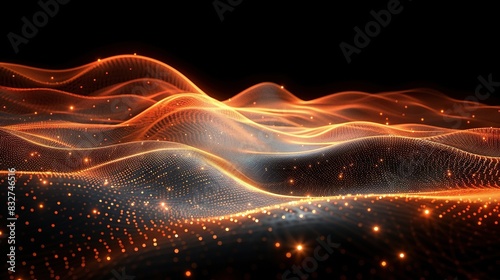  A black background with a wave of orange and yellow lights