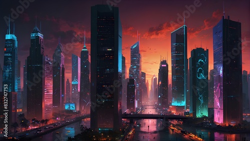 neon lit metaverse of the future 