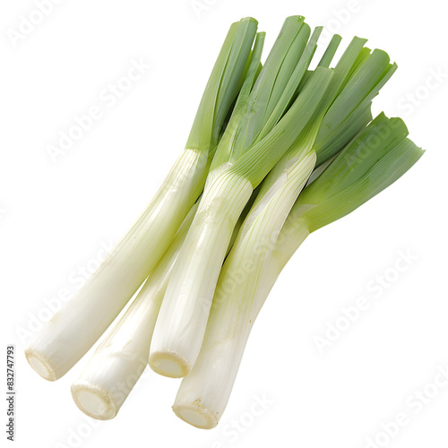 Leeks isolated on transparent background. Generative Ai. 


