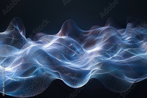 Blue light wave on black background