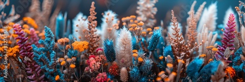 Colorful assortment of dried herbs and flowers for a vibrant and natural background display