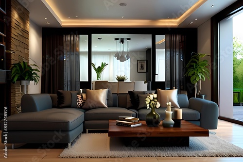 Modern tastefully decorated living room 