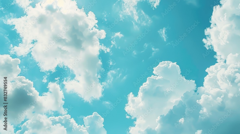 Fototapeta premium Blue sky with white clouds a natural background of the sky