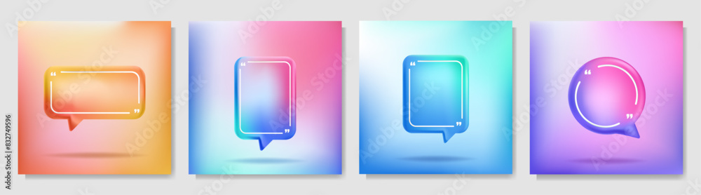 Vector illustration. 3d minimalist banner set. Quote frames blank ...
