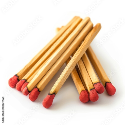 High-resolution image of matches isolated on a white background, showcasing their design and features. photo