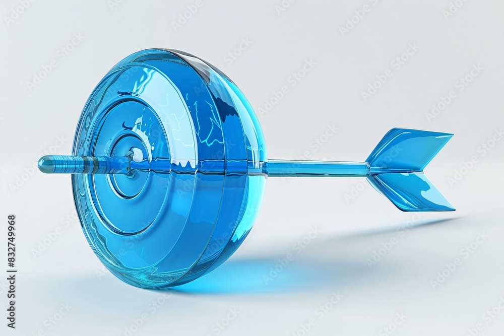 Blue glass object with arrow inside Blue glass object with arrow inside